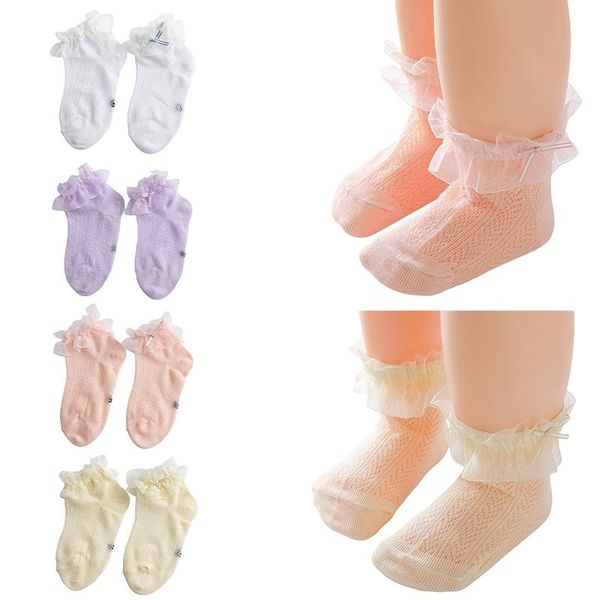 

socks summer baby girl thin cotton infant ultrathin breathable mesh ankle comfortable for children girls 1-4years, Pink;yellow