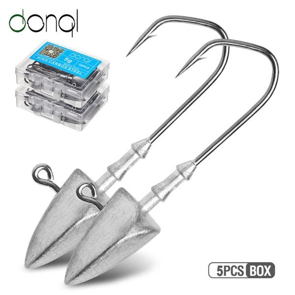 

fishing hooks donql 5pcs/ box lead head hook triangle barbed jig fishhook for soft worm lure 3.5g - 20g carp set