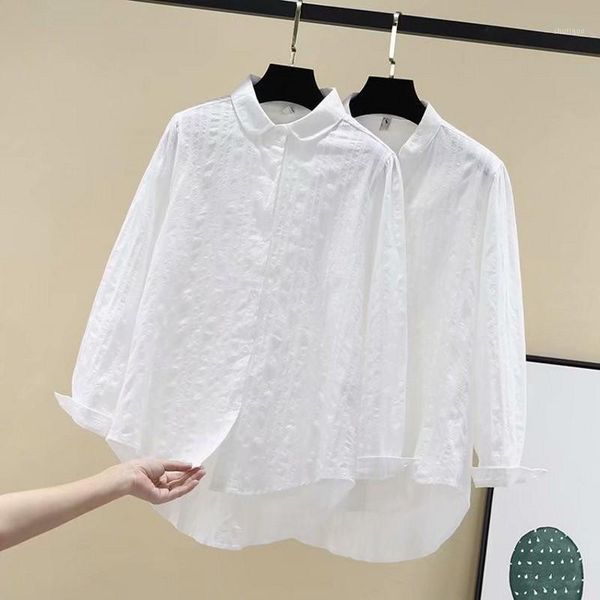 

women's blouses & shirts 100% cotton shirt women blouse autumn long sleeve solid white slim female casual ladies