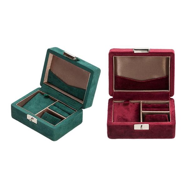 

jewelry pouches, bags small travel jewellery box organiser for rings earrings necklaces - faux leather velvet case gift women, Pink;blue