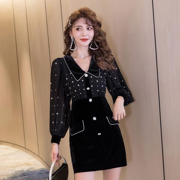 

casual dresses coigarsam women one-piece dress korean black 6982, Black;gray