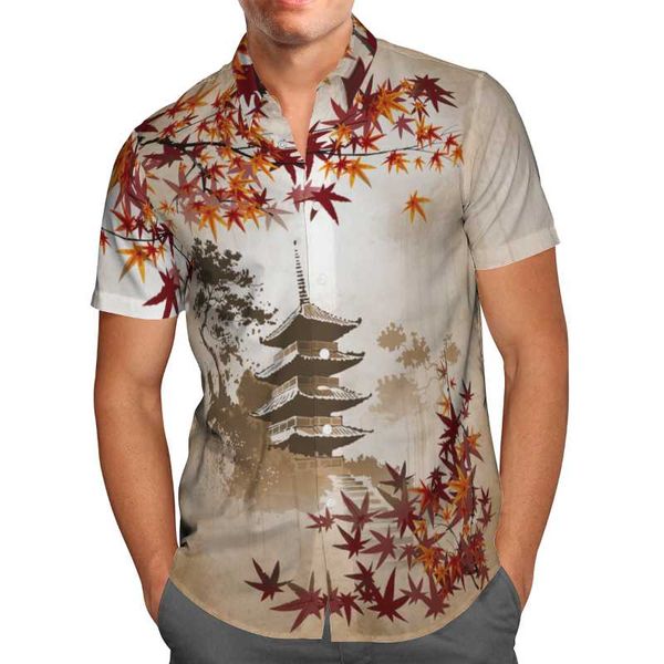 

men's casual shirts chinese style 3d printed summer fashion shirt hawaiian beach short sleeved oversized 5xl streetwear hemden herren, White;black