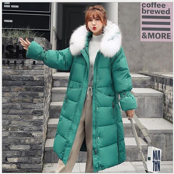 

women's trench coats parka women hooded warm coat winter 2021 long sleeve fur collar thicken oversized jacket manteau femme hiver 155, Tan;black