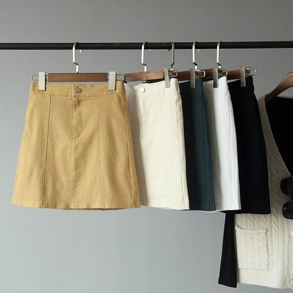 

skirts 2021 spring summer fashion cotton solid for women casual korean high waist a-line mini skirt female short harajuku, Black