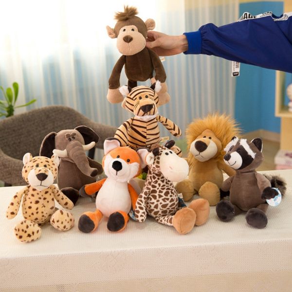 

1pc 25/35cm adorable stuffed forest animals doll soft fox elephant zebra raccoon leopard giraffe plush toy boys girls gift