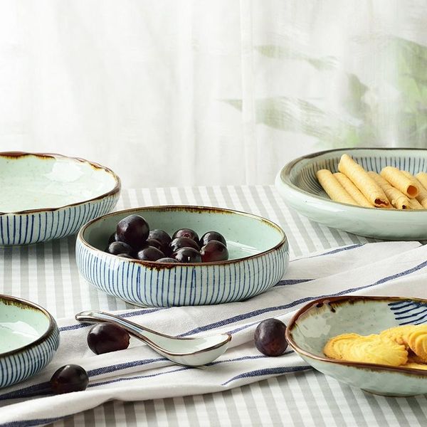 

japanese style ceramic bowl shallow mouth basin creative tableware soup noodle mixing bowls
