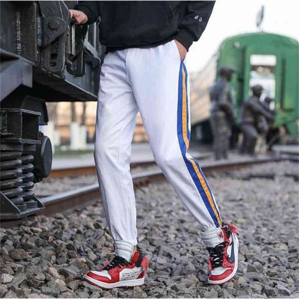 

men's sport breathable loose male casual stripe pencil pants summer new fashion mens, Black