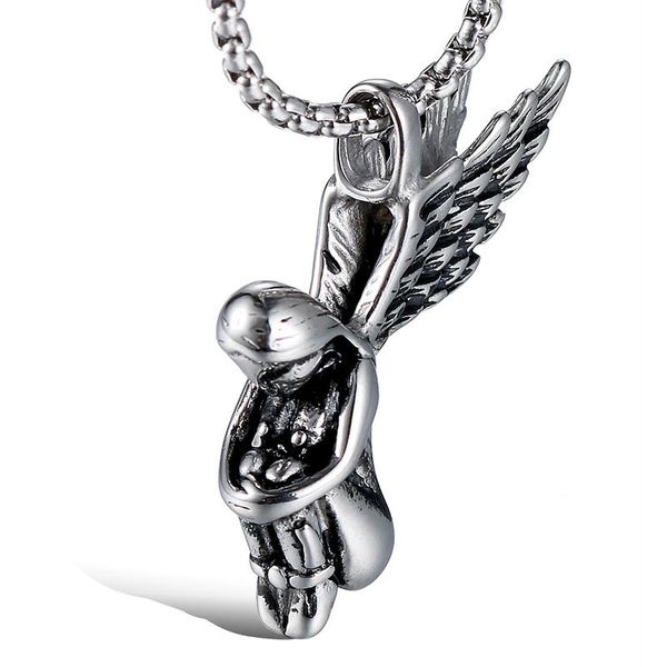

pendant necklaces wawfrok trendy silvery colour fashion mini angel necklace for women jewelry stainless steel collar de cadena, Silver