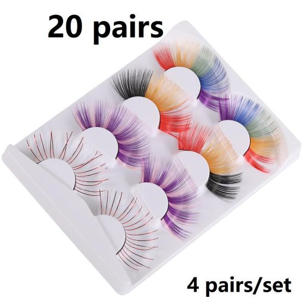 

false eyelashes color in bulk wholesale 20 pairs faux mink eyelash 3d lashes fluffy dramatic natural makeup tslm1