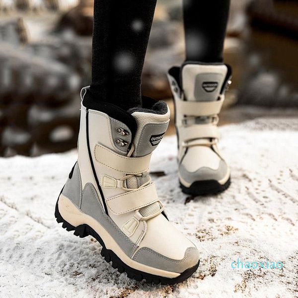 

boots warm plush snow women winter casual plus velvet cotton lace up shoes woman outdoor size, Black