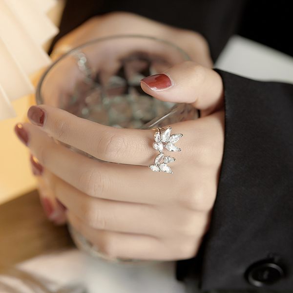 

jiezi079 ring female light cold wind senior pearl ins fashion tide open personality luxury small decorative ring, Silver