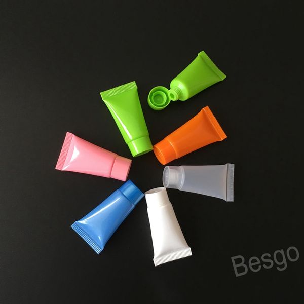 5ml Flip Cap Bottiglia cosmetica Contenitori per lozione in plastica morbida Vuoto Trucco Spremere Tubo Bottiglie ricaricabili Lozioni Pacchetto crema BH5545 TYJ