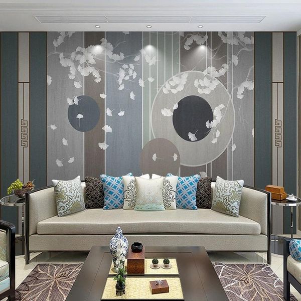 

wallpapers chinese style custom po mural retro flower birds 3d abstract geometric round pattern background living room decoration