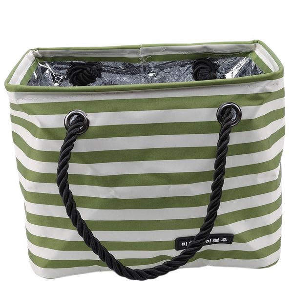 

storage bags portable striped insulated bag thermal tote picnic lunchbox bath basket outdoor travel multifunction