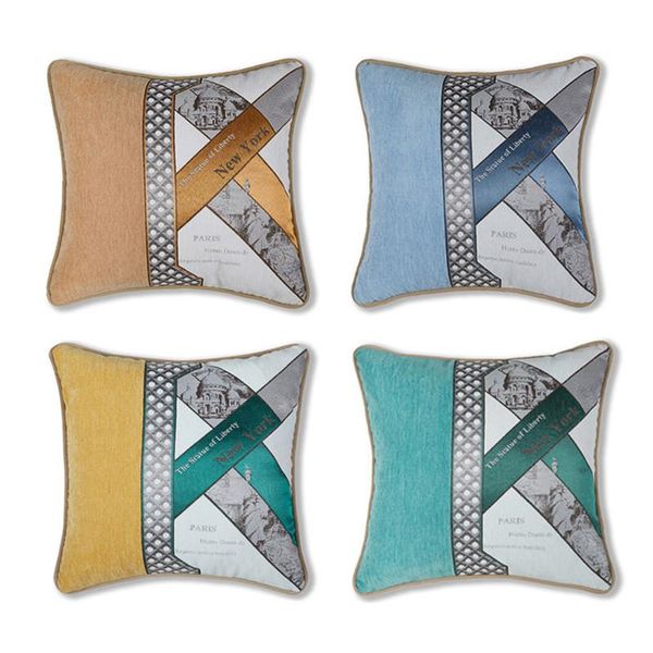 

cushion/decorative pillow splice jacquard cushion cover 45*45 thick chenille throw covers for sofa home decorative room wasit pillowcase alm