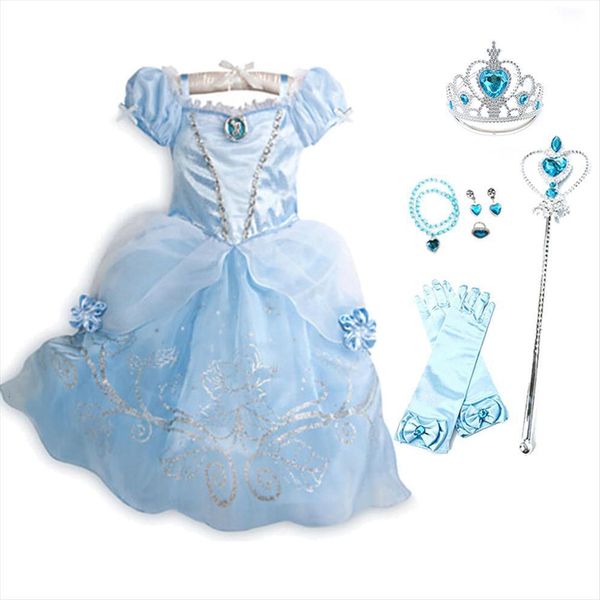 

little girl blue flower costume dress cosplay cinderella fantasy kids halloween princess children birthday party clothes, Red;yellow