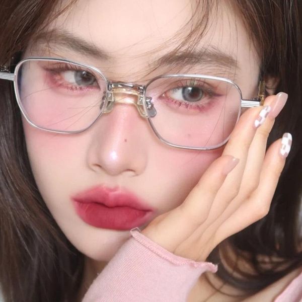 

fashion sunglasses frames japanese harajuku glasses frame women anti-blue plain men contrasting cute decorative computer, Black