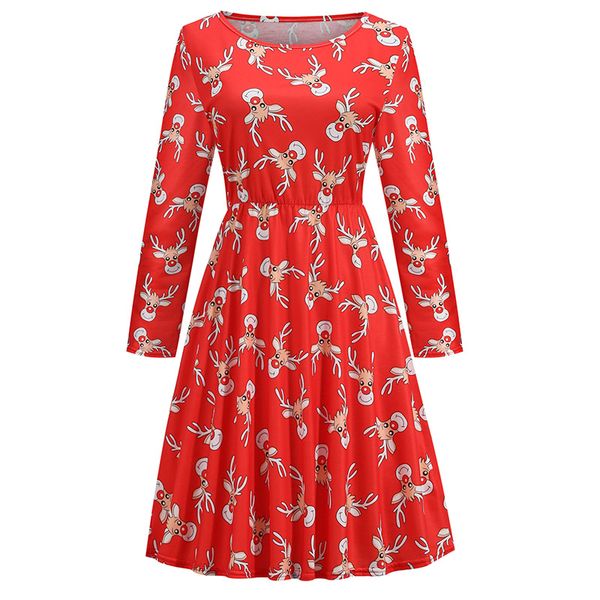 

christmas print plus size women's dress women's comfortable loose party holiday show long sleeves, Black;gray