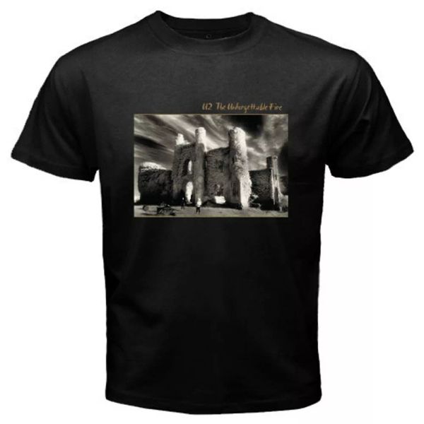 

new u2 the unforgettable fire logo men's black t-shirt size s-3xl, White;black