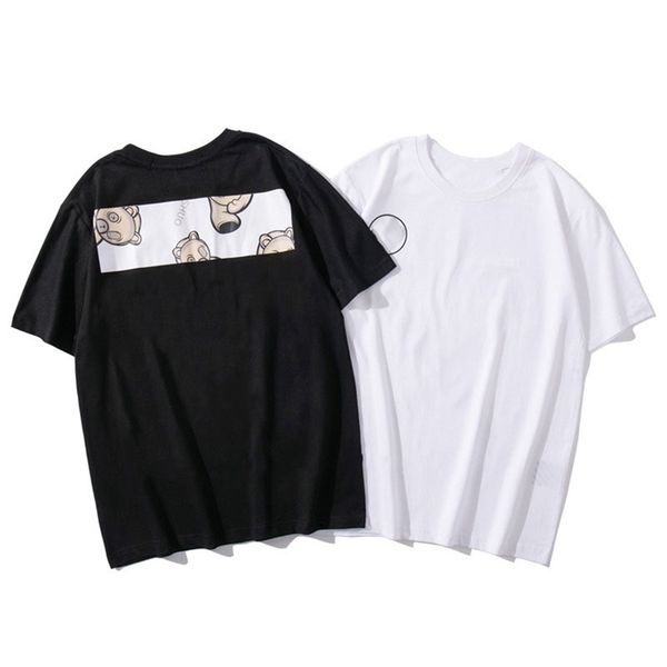 

chao ow brand 2021 white new bear arrow print short sleeve t-shirt for men and womenj
