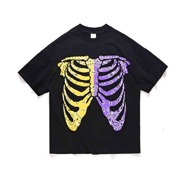 

men's t-shirts colorful skull print short sleeve summer shirt t for men and women crooked neck t-shirt from occasional cotton oversize, White;black