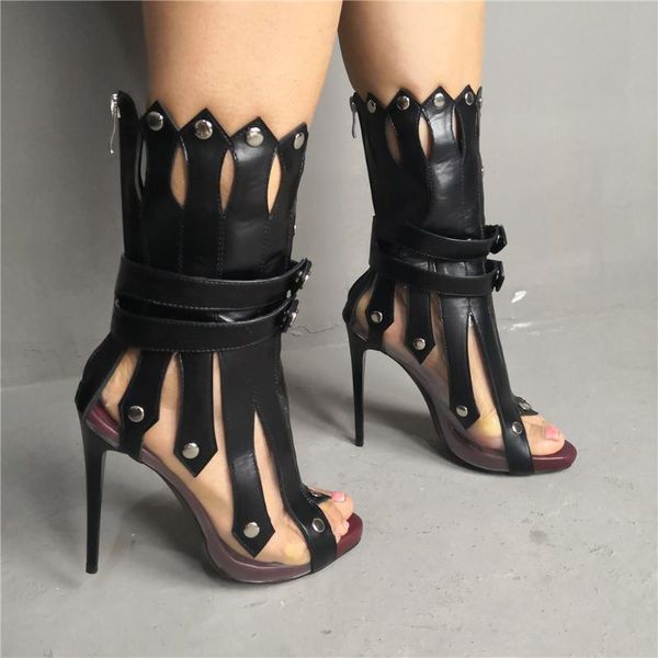 

boots real po summer big size 35-47 party sandals women shoes fashion gladiator thin heels woman, Black