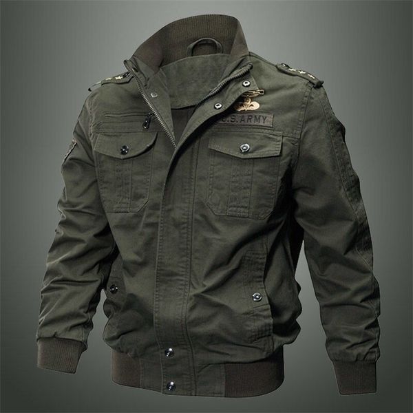 

autumn and winter men's multi pocket military jacket pure cotton casual work jacket large loose cotton jacket special forces men 210927, Black;brown