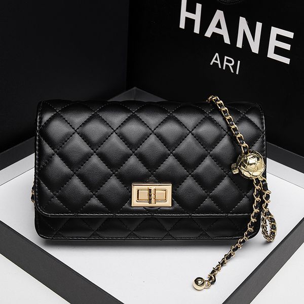 

2021pu leather women's bag square fat chain single shoulder messenger small xiangfeng fashion golden ball
