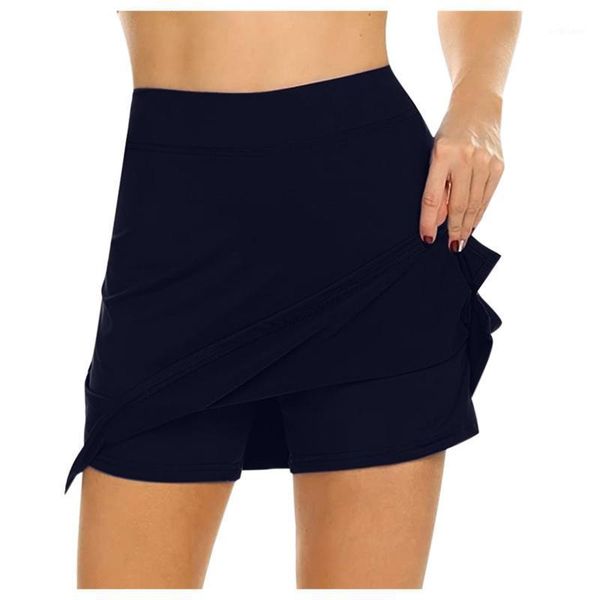 

skirts 2021 women ladies athletic tennis sport with shorts high waist pleated short dress workout female skirt, Black