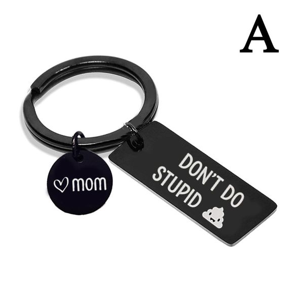 

stainless steel key rings,ring don't do stupid love mom dad fashion black keychain personalized jewelry gift funny holiday mother fathe, Slivery;golden