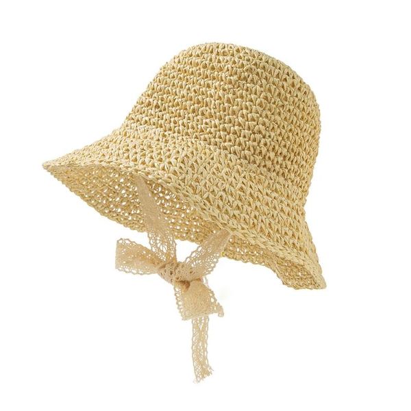 

baby bowknot straw hat princess summer beach bonnet cap pograpy props infant wide brimmed sunhat caps & hats, Yellow