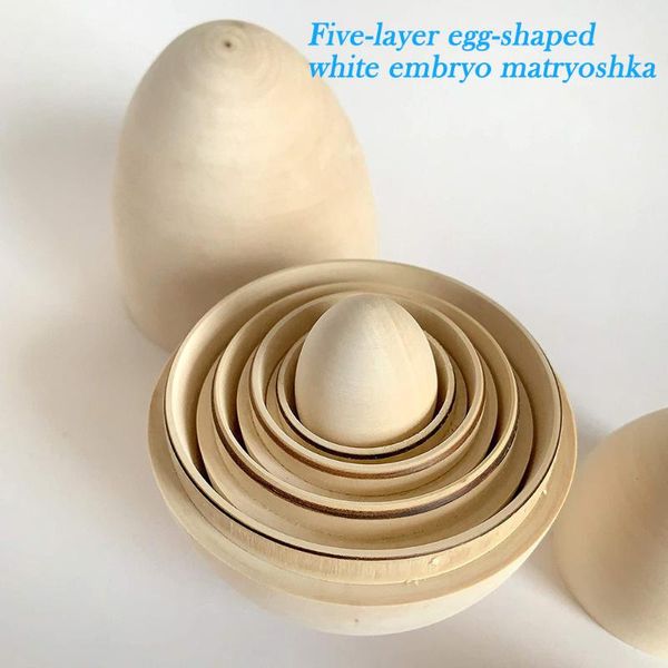 

hollow wooden eggs easter nesting toy 5 in 1 wood basket stuffers gift unpainted diy andf889 party favor