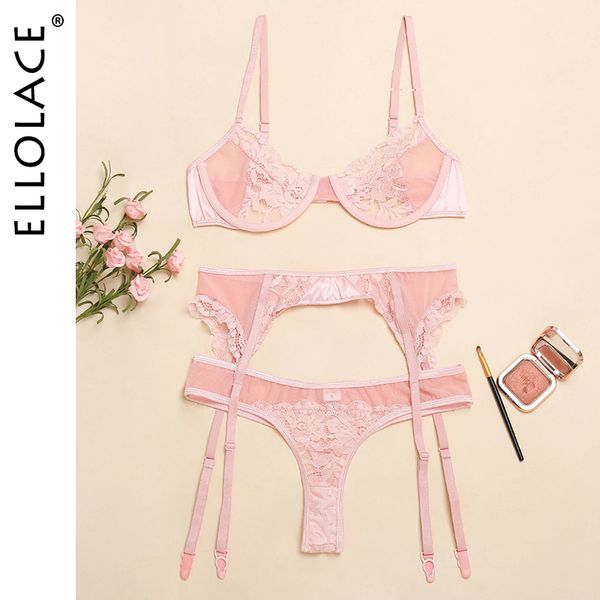 

lingerie underwear set women erotic transparent underwire 3 piece set hollow g-string thong 2021 bra & brief set, Black;white