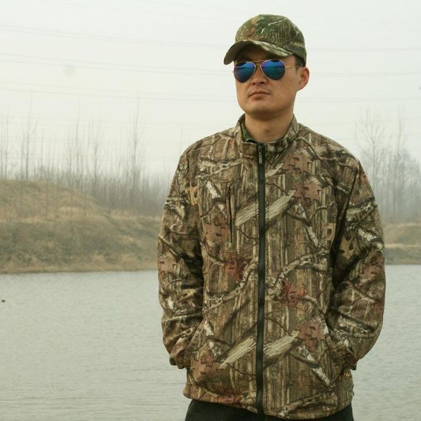 

bionic camouflage hunting jacket sniper thin fleece spring autumn clothes coat traje de caza sets, Camo
