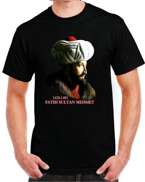 

men's t-shirts the conqueror ottoman fatih sultan mehmet portrait t-shirt. summer cotton o-neck short sleeve mens t shirt s-3xl, White;black