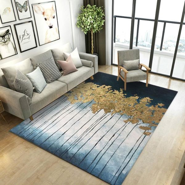 

carpets blue gold gray carpet for living room nordic modern decorative rectangular coffee table area rug dining bedroom floor mat