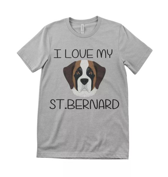

I Love My St Bernard Unisex Kids & Adult Dog Lover T shirt, White;black