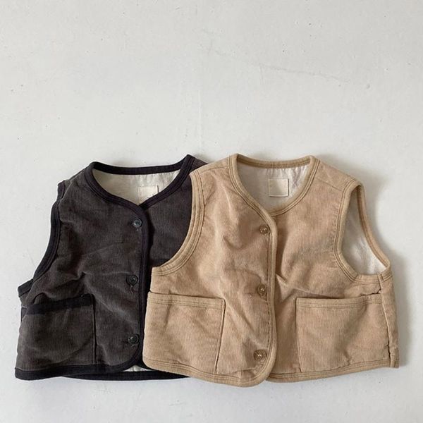 

waistcoat sleeveless jacket children boys girls vest 2021 winter pure color coat baby girl clothes fashion ins korean style top, Camo