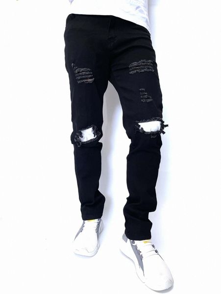 

romwe guys ripped jeans a3ro#, Blue