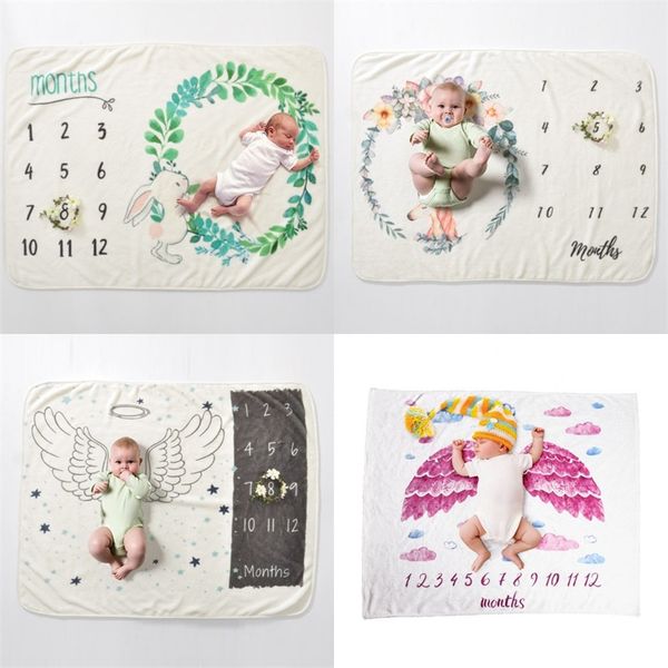 

baby blanket soft flannel pgraphy monthly p newborn children wings plant cartoon angel milestone sleeping bath crawling 2442 q2