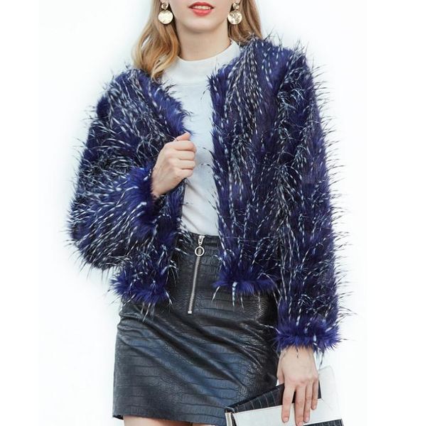 

women's fur & faux casaco feminino inverno winter autumn short section female furry shaggy artificial coat women imitation jackets j349, Black
