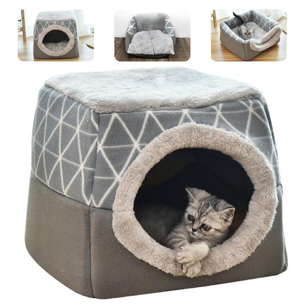 

cat beds & furniture warm bed foldable for cats kitten puppy mat nest sofa pet kennel cave soft winter sleeping house small dogs