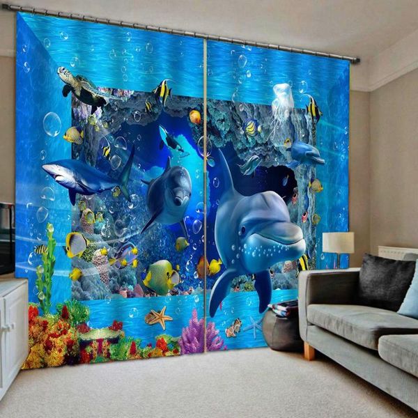

curtain & drapes blue ocean dolphin underwater curtains blackout for bedroom living room