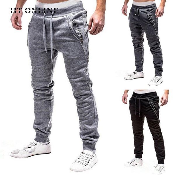

men's pants mens joggers sweatpants gyms fitness solid casual men hip hop streetwear 2021 summer elastic waist workout harem trousers, Black