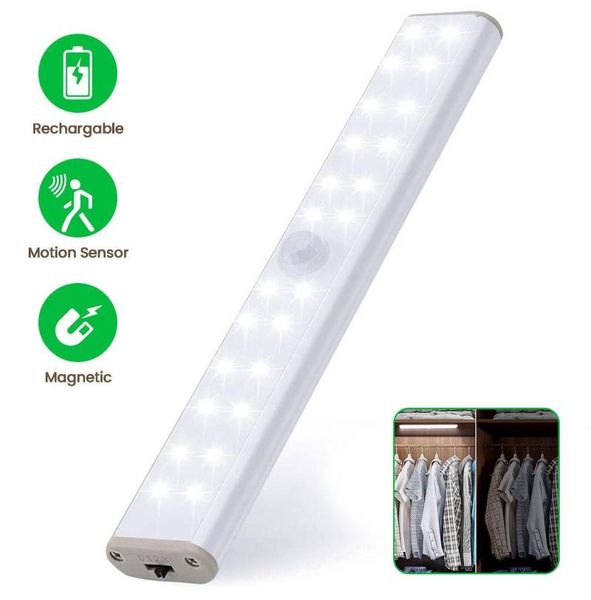 

24/40/60 led wireless under cabinet lighting motion sensor light for closet/drawer/cupboard usb rechargeable wall lights