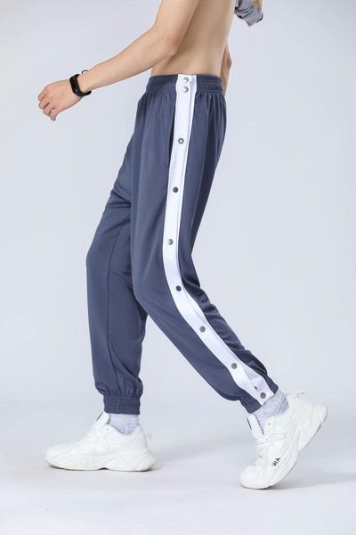 

men's casual sports pants straight button elastic waist band loose jogging hip hop street style running, Black;blue