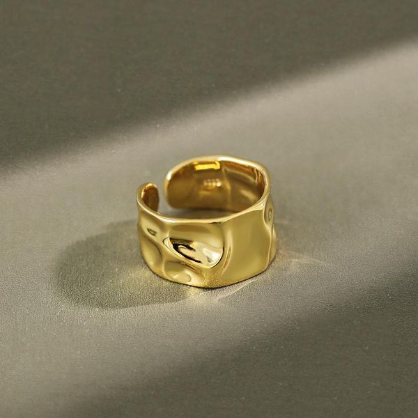 

cluster rings irregular bumpy tin foil shape ring for women 925 open sterling silver anillos plata para mujer bijoux femme jewelry, Golden;silver