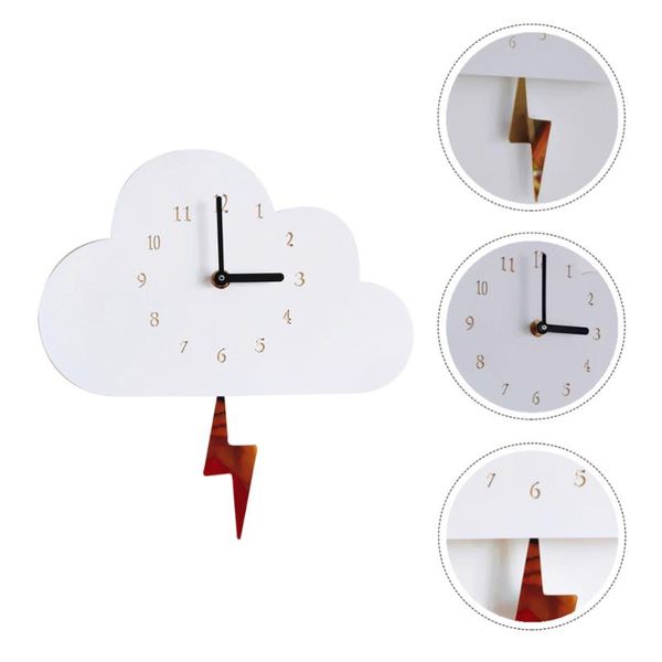 

wall clocks 1pc creative swing flash clock cloud shape kids room decoration (white)