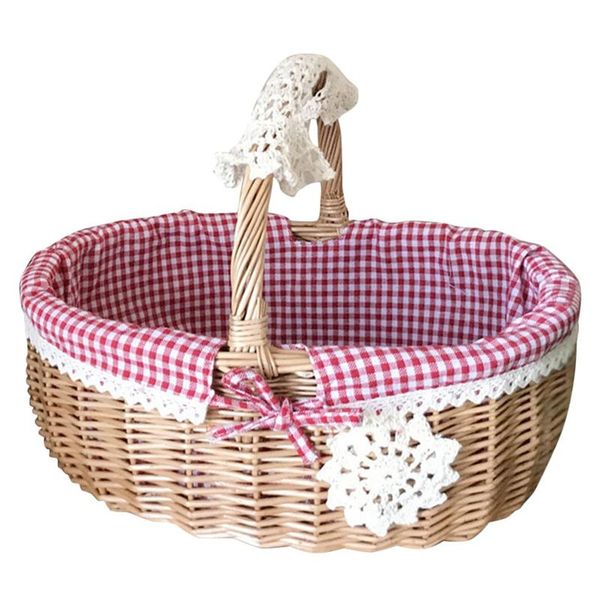 

storage baskets wicker woven basket portable picnic fruit vegetable bucket creative flower for parties, wedding, bbqs