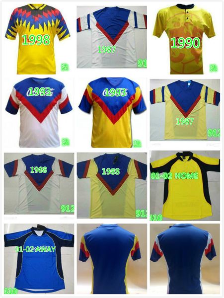 

2001 2002 retro america mexico club league ca soccer jerseys vintage camiseta de futbol home yellow 01 02 liga mx football shirts, Black